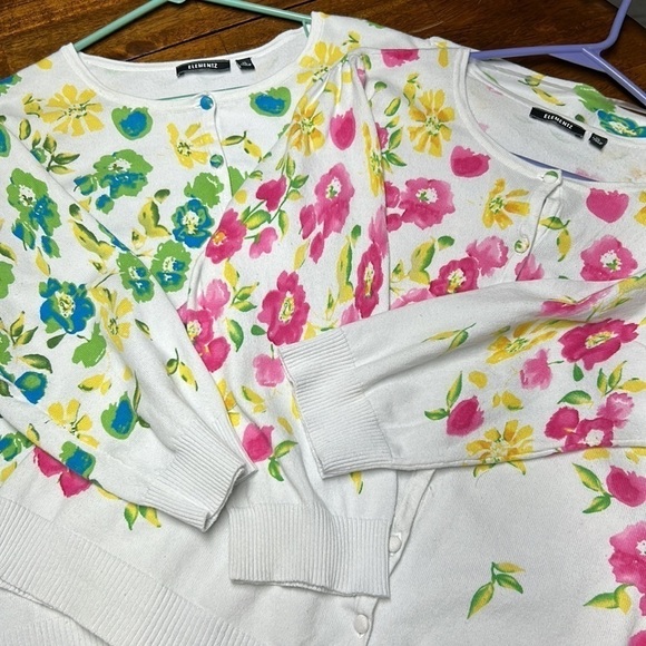 2-Elementz cardigan spring easter cardigans size xl euc long sleeve floral print - Picture 11 of 14